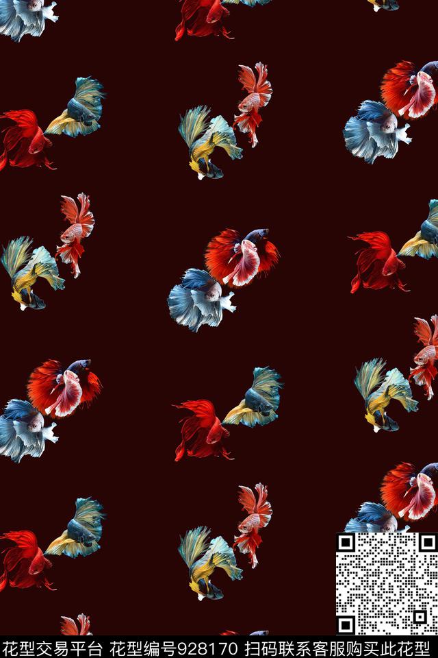 动物鱼斗鱼数码印花华亿平台下载（图片编号: 928170） - 瓦栏（Walan）