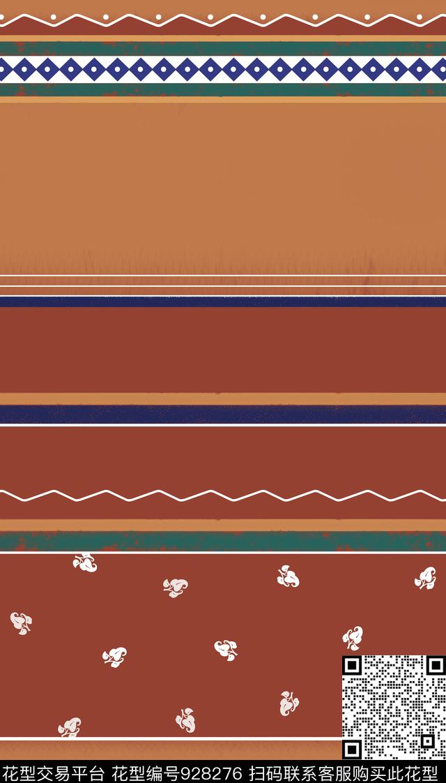 民族风线条几何数码印花华亿平台下载（图片编号: 928276） - 瓦栏（Walan）