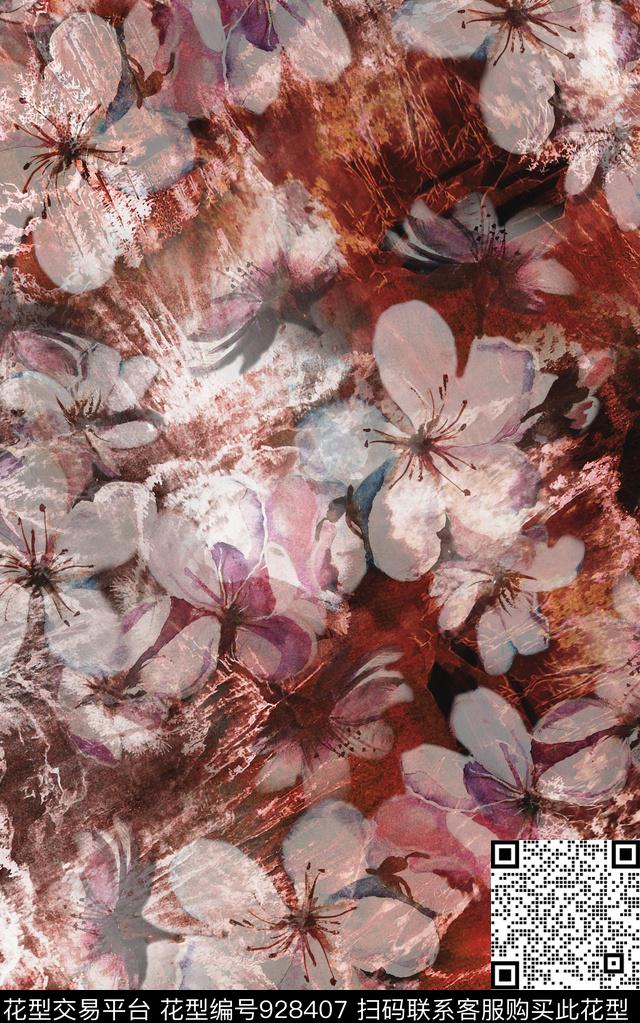 数码华亿平台花卉民族风数码印花华亿平台下载（图片编号: 928407） - 瓦栏（Walan）