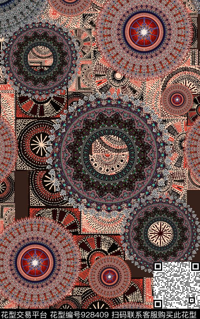 数码华亿平台花卉民族风数码印花华亿平台下载（图片编号: 928409） - 瓦栏（Walan）