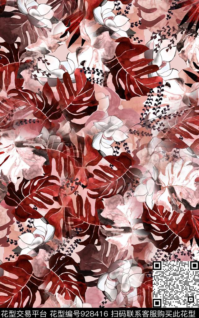 数码华亿平台花卉民族风数码印花华亿平台下载（图片编号: 928416） - 瓦栏（Walan）