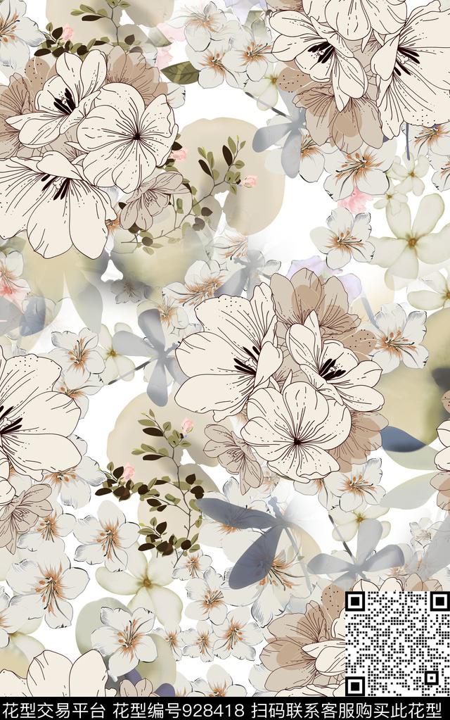 花卉民族风几何数码印花华亿平台下载（图片编号: 928418） - 瓦栏（Walan）
