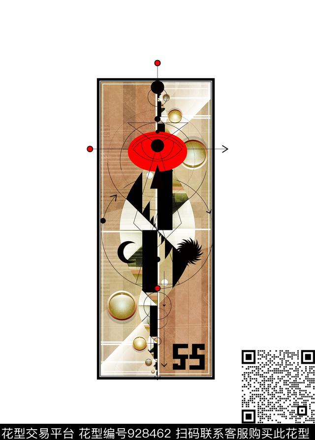 创意胸前独幅年轻女性数码印花华亿平台下载（图片编号: 928462） - 瓦栏（Walan）