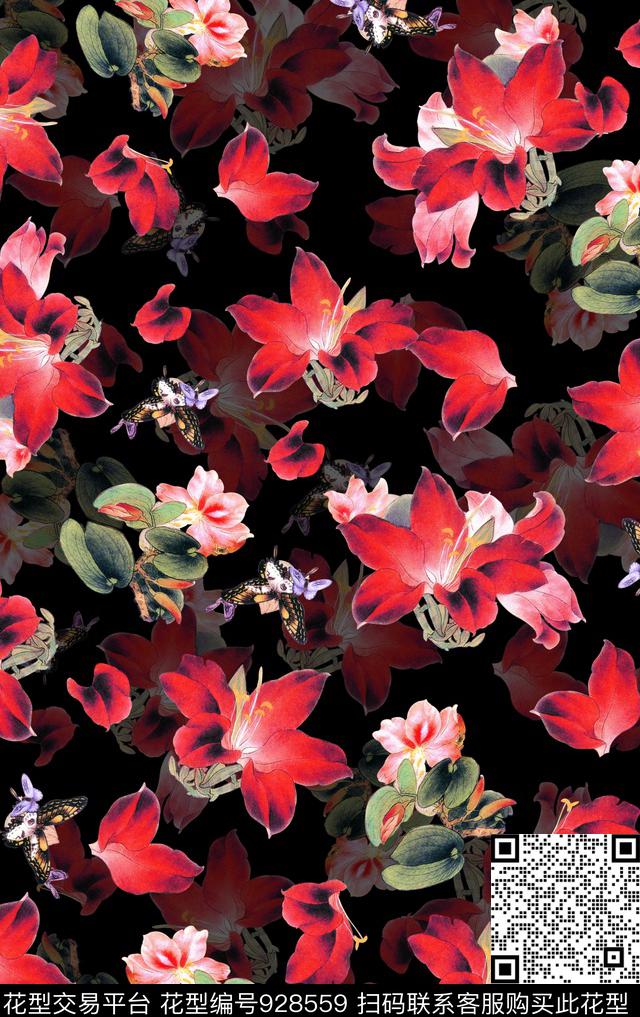数码华亿平台花卉玉兰花数码印花华亿平台下载（图片编号: 928559） - 瓦栏（Walan）