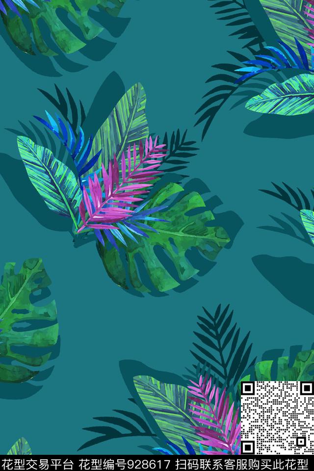 植物热带华亿平台炫彩数码印花华亿平台下载（图片编号: 928617） - 瓦栏（Walan）