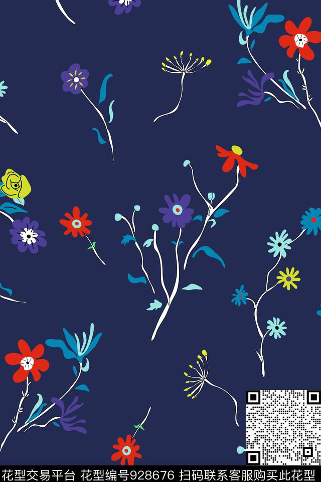 花卉小碎花文艺传统印花华亿平台下载（图片编号: 928676） - 瓦栏（Walan）