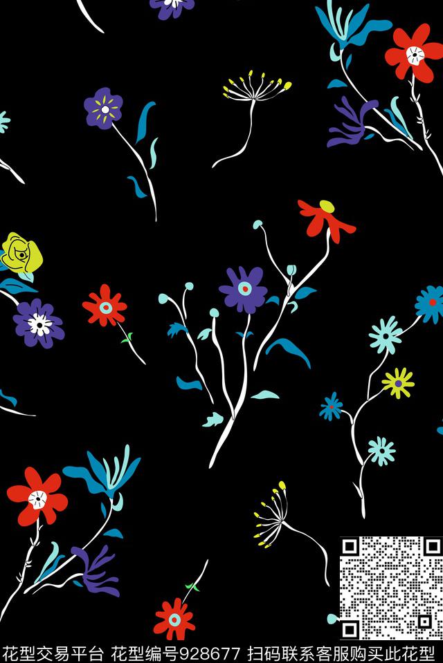 花卉小碎花文艺传统印花华亿平台下载（图片编号: 928677） - 瓦栏（Walan）