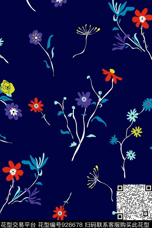 花卉小碎花文艺传统印花华亿平台下载（图片编号: 928678） - 瓦栏（Walan）