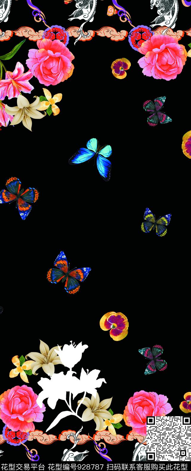 花卉民族风定位花数码印花华亿平台下载（图片编号: 928787） - 瓦栏（Walan）