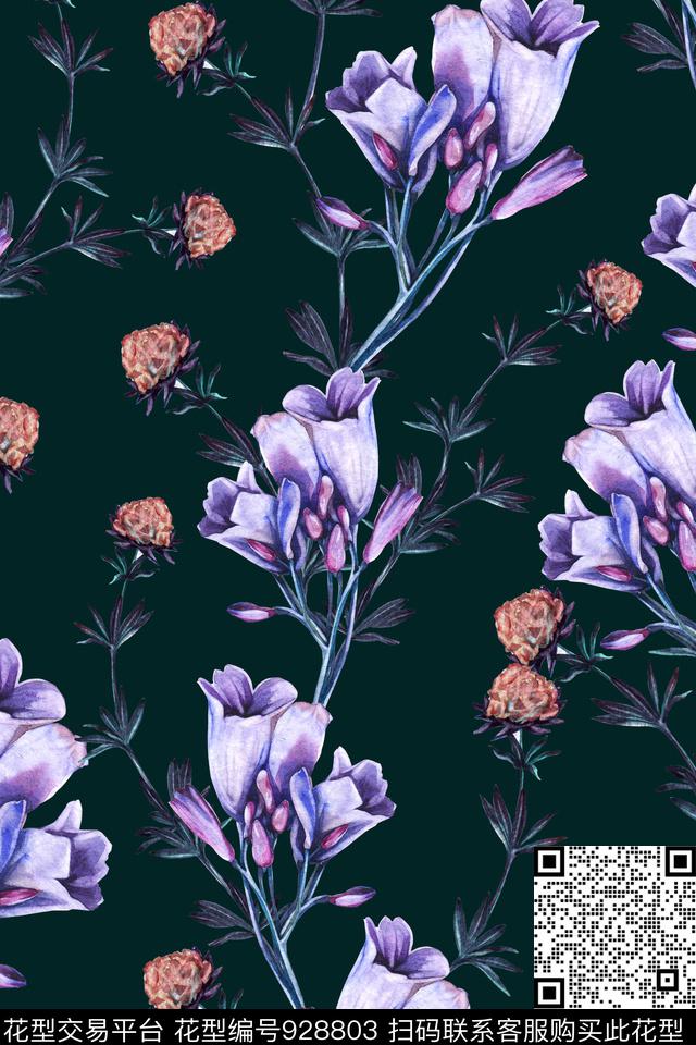 数码华亿平台花卉秋冬华亿平台数码印花华亿平台下载（图片编号: 928803） - 瓦栏（Walan）