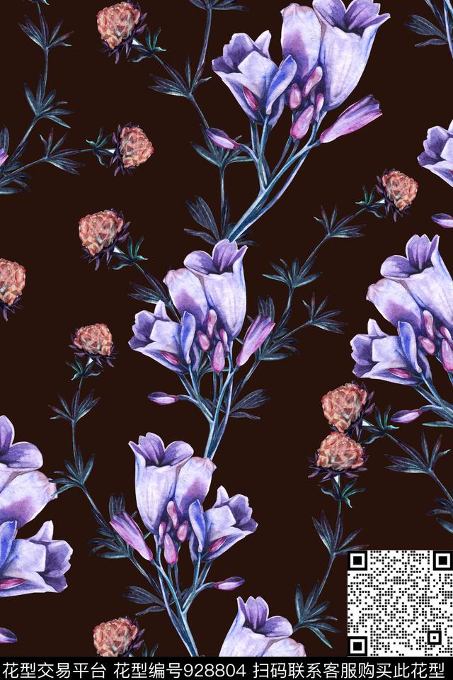 数码华亿平台花卉秋冬华亿平台数码印花华亿平台下载（图片编号: 928804） - 瓦栏（Walan）