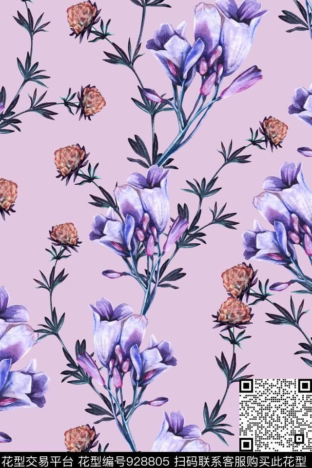 数码华亿平台花卉秋冬华亿平台数码印花华亿平台下载（图片编号: 928805） - 瓦栏（Walan）