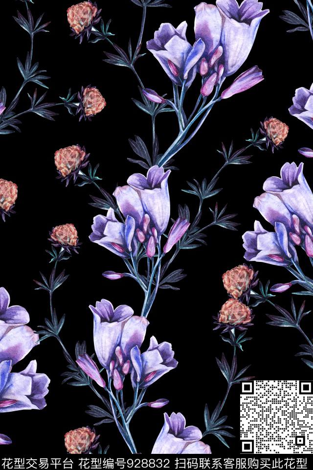 数码华亿平台花卉秋冬华亿平台数码印花华亿平台下载（图片编号: 928832） - 瓦栏（Walan）