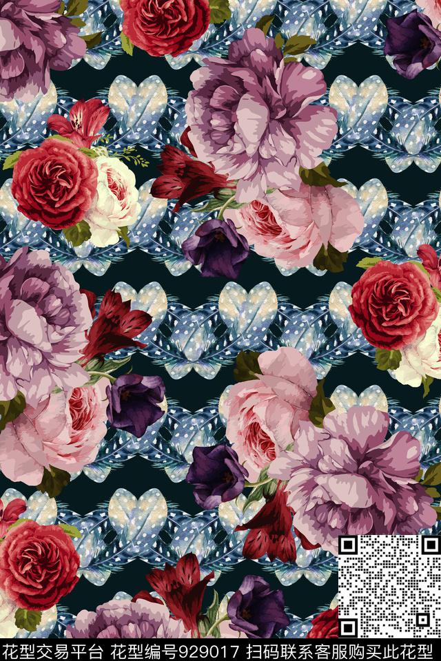 大花水彩花卉彩底花卉数码印花华亿平台下载（图片编号: 929017） - 瓦栏（Walan）