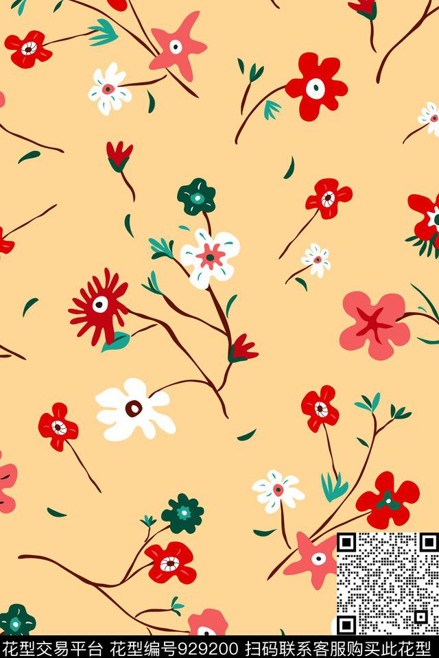 花卉小碎花大牌风传统印花华亿平台下载（图片编号: 929200） - 瓦栏（Walan）