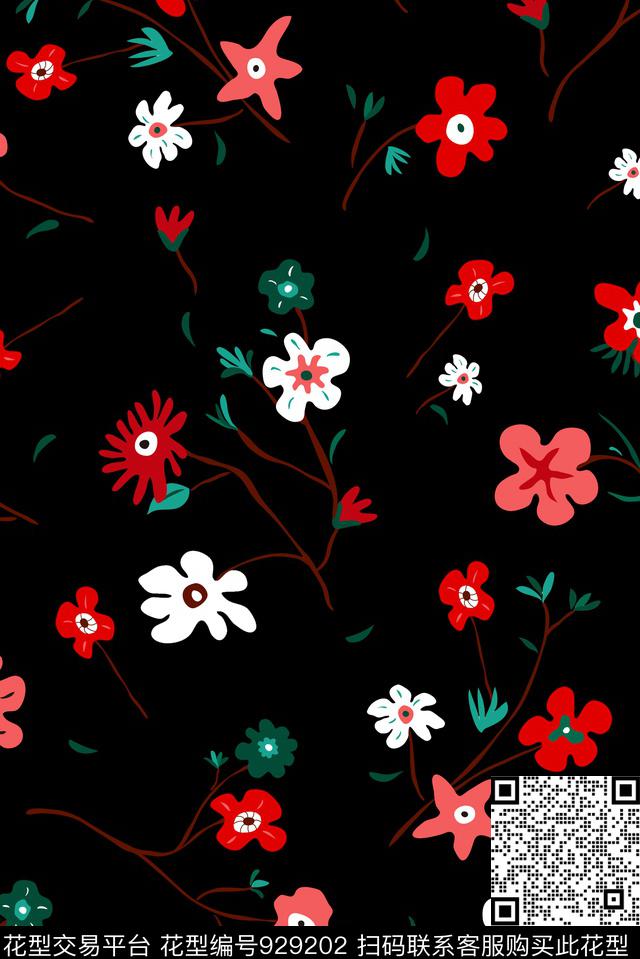 花卉小碎花大牌风传统印花华亿平台下载（图片编号: 929202） - 瓦栏（Walan）