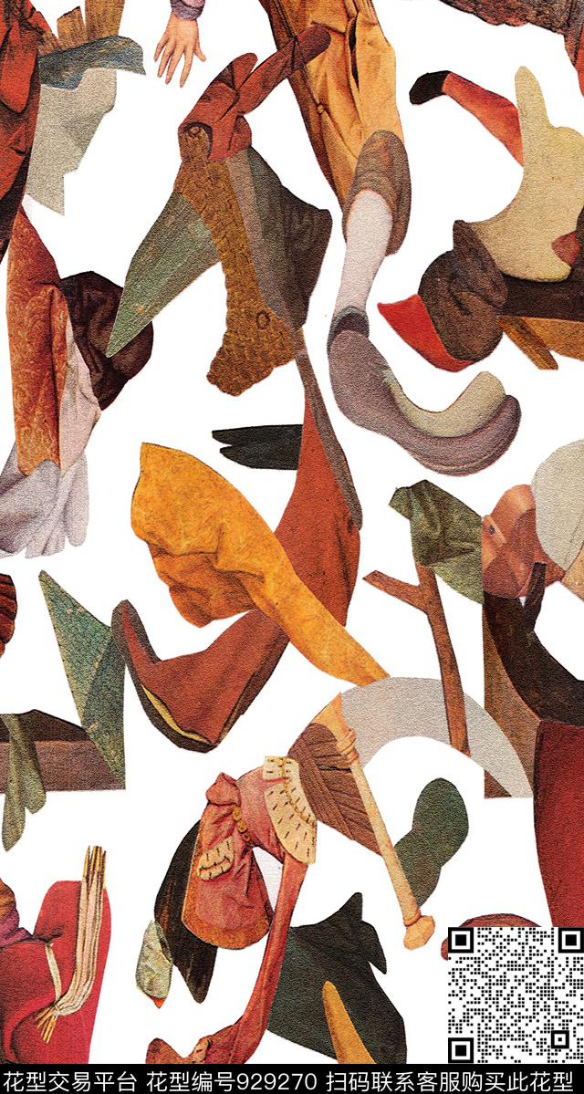 抽象线条趣味数码印花华亿平台下载（图片编号: 929270） - 瓦栏（Walan）