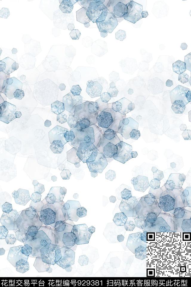 几何年轻女性清爽底花卉数码印花华亿平台下载（图片编号: 929381） - 瓦栏（Walan）