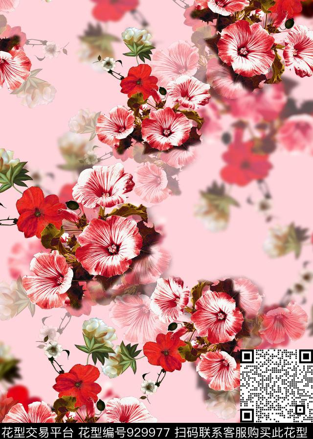 花卉定位花旗袍数码印花华亿平台下载（图片编号: 929977） - 瓦栏（Walan）
