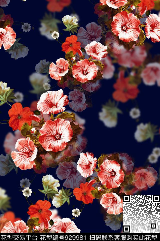 花卉定位花旗袍数码印花华亿平台下载（图片编号: 929981） - 瓦栏（Walan）