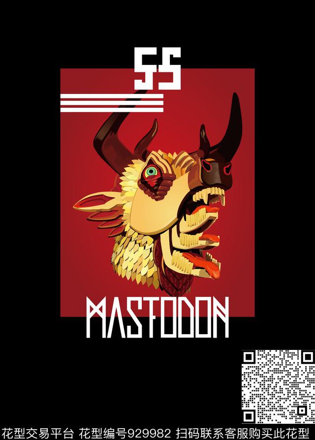 创意胸前独幅牛数码印花华亿平台下载（图片编号: 929982） - 瓦栏（Walan）