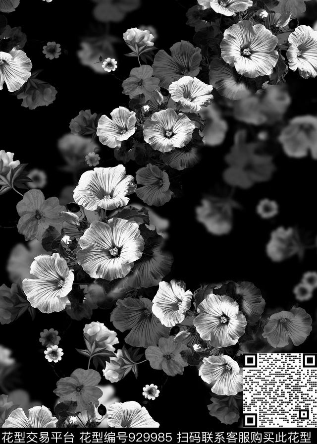 花卉定位花旗袍数码印花华亿平台下载（图片编号: 929985） - 瓦栏（Walan）