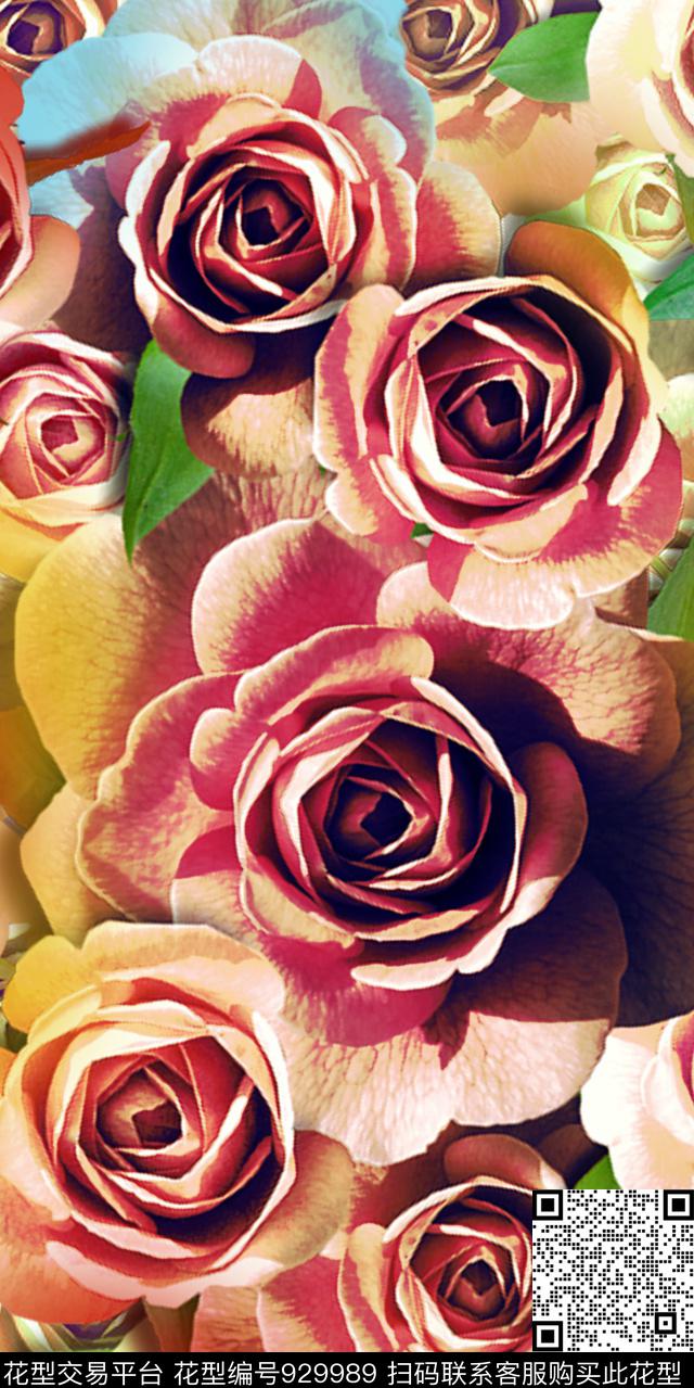 大花花卉3D立体数码印花华亿平台下载（图片编号: 929989） - 瓦栏（Walan）