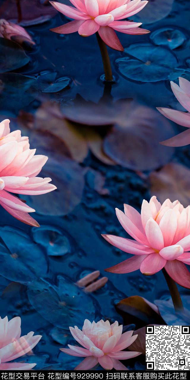 数码华亿平台大花荷花数码印花华亿平台下载（图片编号: 929990） - 瓦栏（Walan）