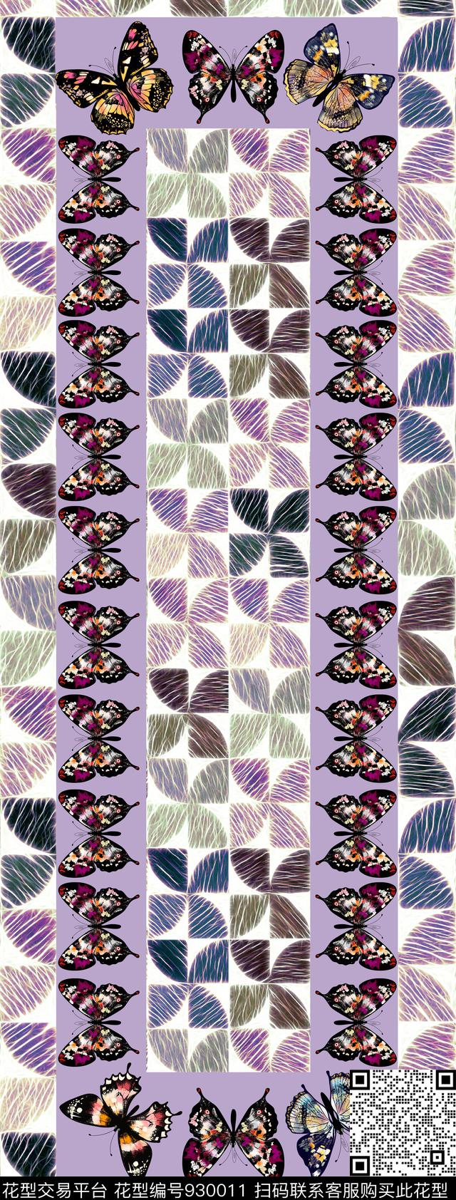 几何蝴蝶涂鸦色块数码印花华亿平台下载（图片编号: 930011） - 瓦栏（Walan）
