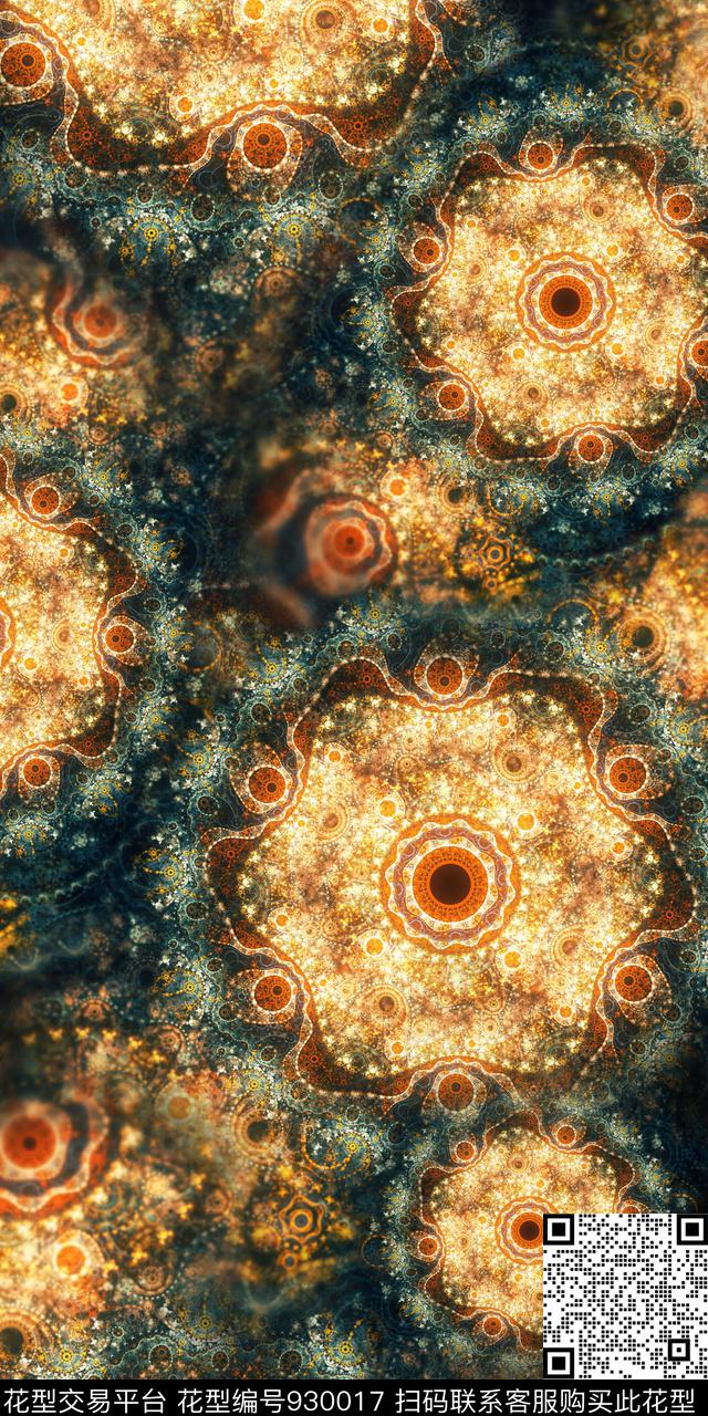 抽象花卉抽象大牌风数码印花华亿平台下载（图片编号: 930017） - 瓦栏（Walan）