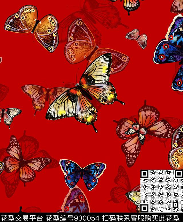 昆虫蝴蝶动物数码印花华亿平台下载（图片编号: 930054） - 瓦栏（Walan）