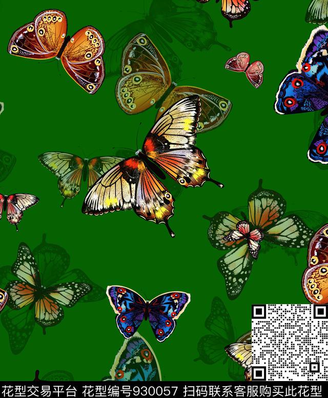 昆虫蝴蝶动物数码印花华亿平台下载（图片编号: 930057） - 瓦栏（Walan）