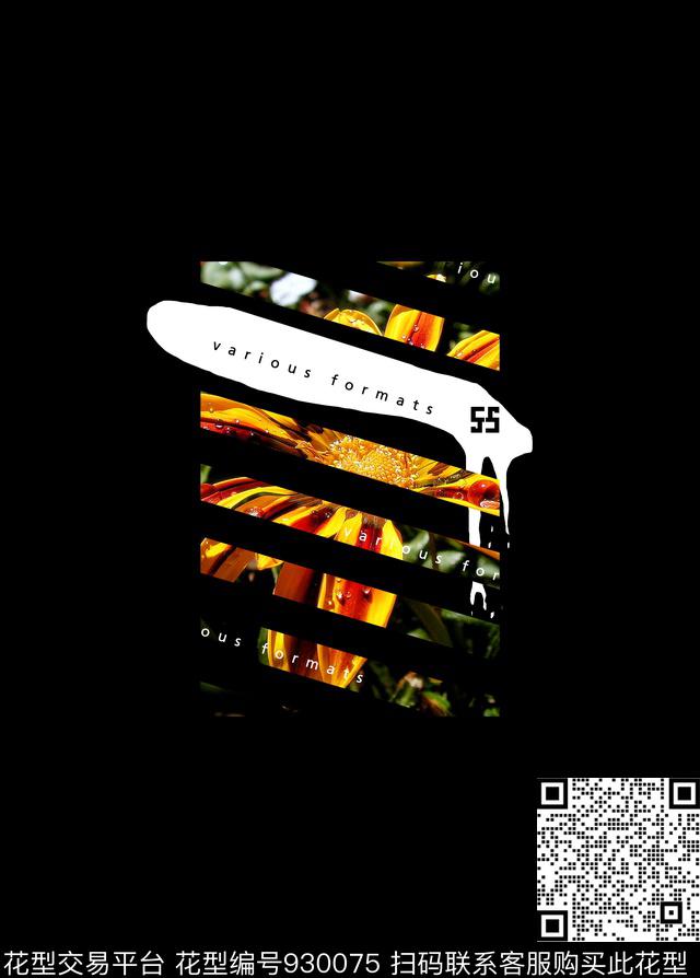 创意花卉胸前独幅数码印花华亿平台下载（图片编号: 930075） - 瓦栏（Walan）