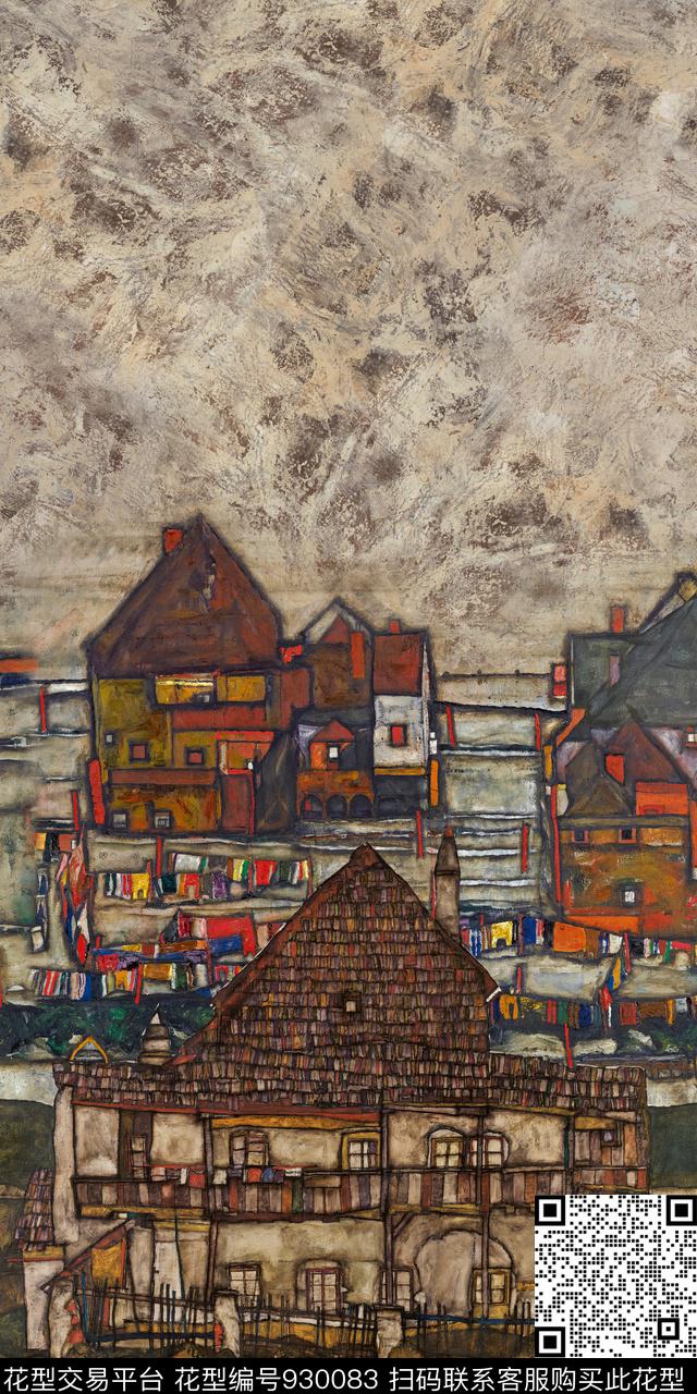 肌理建筑油画华亿平台数码印花华亿平台下载（图片编号: 930083） - 瓦栏（Walan）