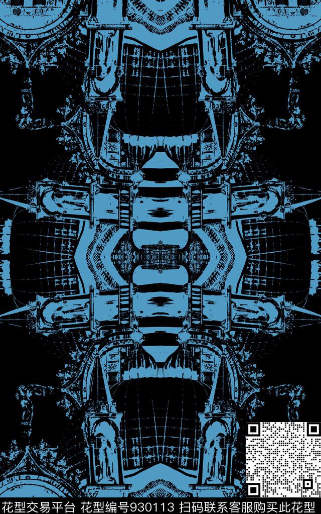 男装建筑抽象传统印花华亿平台下载（图片编号: 930113） - 瓦栏（Walan）