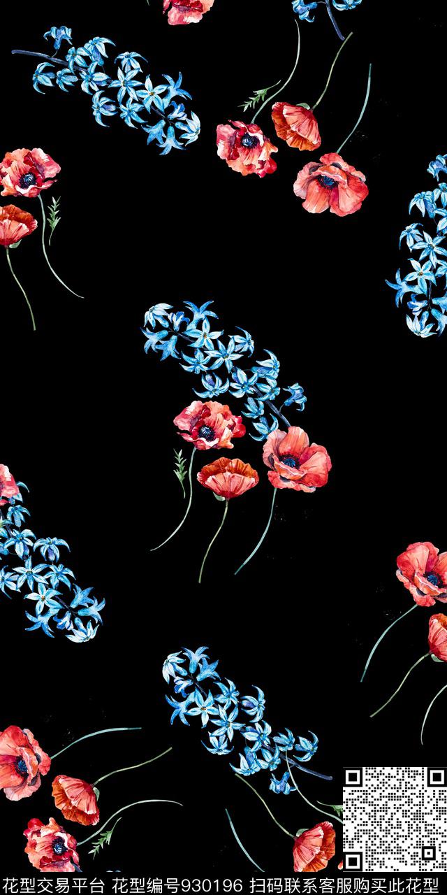 数码华亿平台花卉手绘花卉数码印花华亿平台下载（图片编号: 930196） - 瓦栏（Walan）