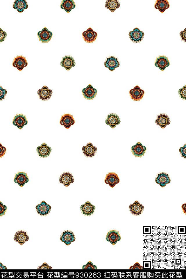 民族花卉黑底花卉民族风传统印花华亿平台下载（图片编号: 930263） - 瓦栏（Walan）