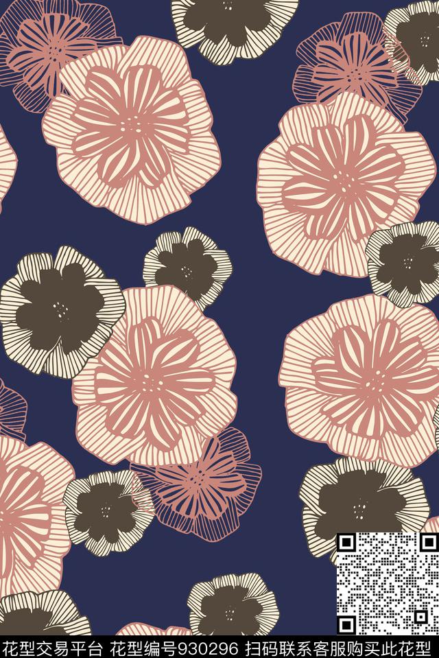 数码华亿平台花卉大牌风数码印花华亿平台下载（图片编号: 930296） - 瓦栏（Walan）