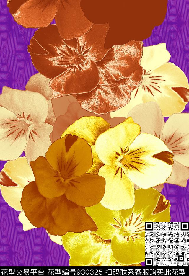 创意炫彩鲜花数码印花华亿平台下载（图片编号: 930325） - 瓦栏（Walan）