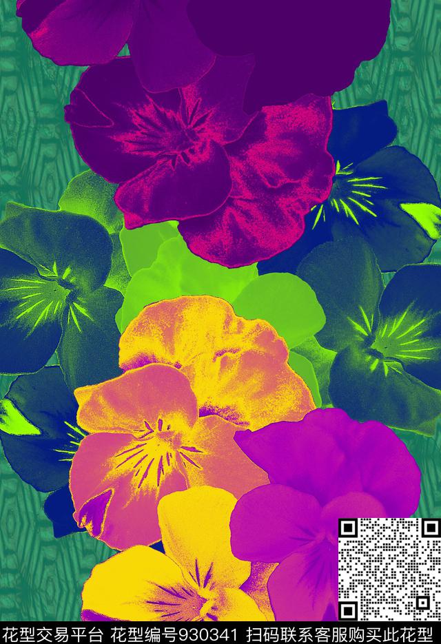 创意炫彩鲜花数码印花华亿平台下载（图片编号: 930341） - 瓦栏（Walan）