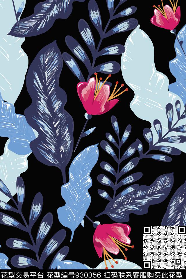 小碎花女装手绘花卉数码印花华亿平台下载（图片编号: 930356） - 瓦栏（Walan）