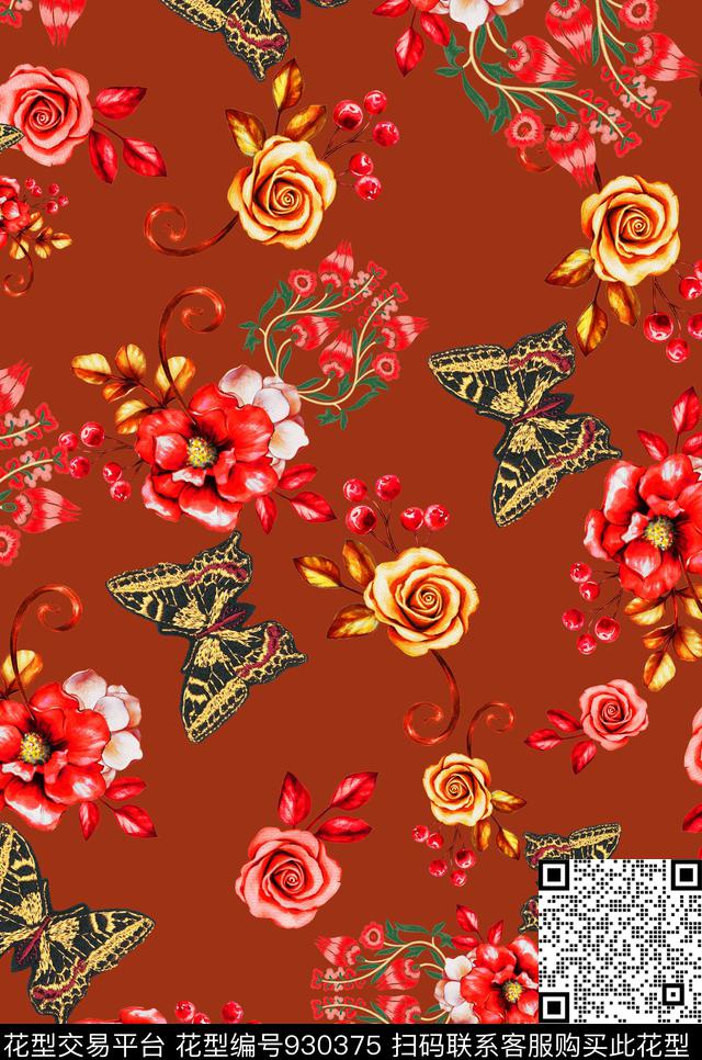 花卉3D立体手绘花卉数码印花华亿平台下载（图片编号: 930375） - 瓦栏（Walan）