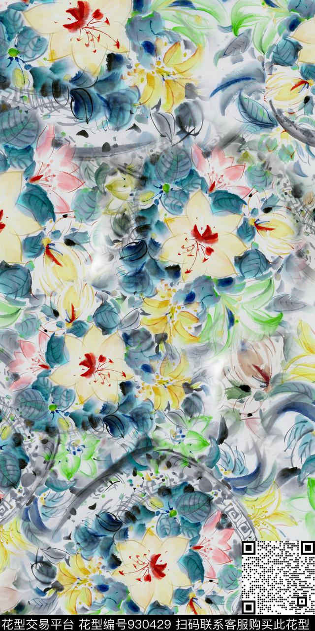 花卉抽象3D立体数码印花华亿平台下载（图片编号: 930429） - 瓦栏（Walan）