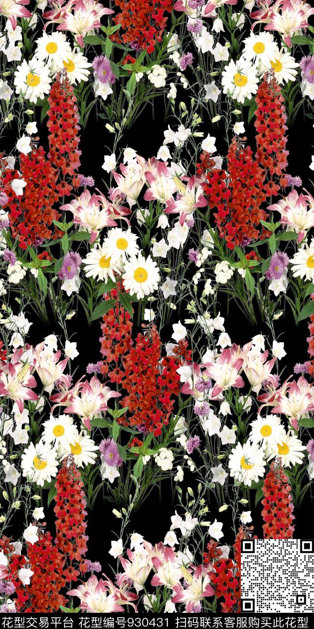 花卉秋冬华亿平台大牌风数码印花华亿平台下载（图片编号: 930431） - 瓦栏（Walan）