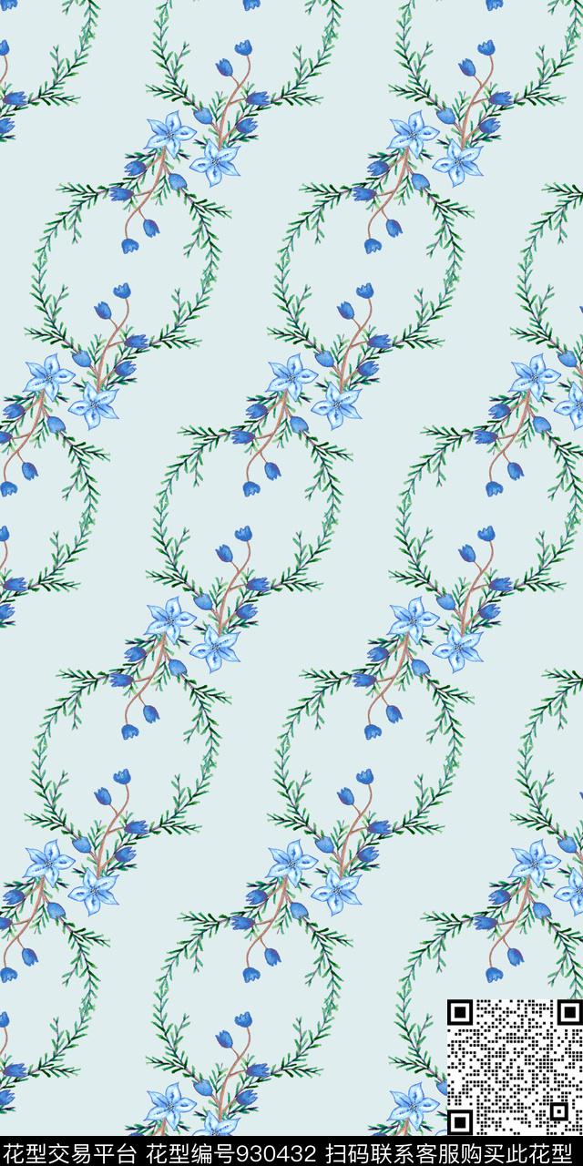 花卉几何绿植树叶数码印花华亿平台下载（图片编号: 930432） - 瓦栏（Walan）