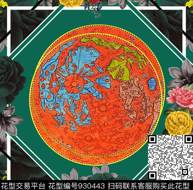 地中海欧洲古代地图数码印花华亿平台下载（图片编号: 930443） - 瓦栏（Walan）