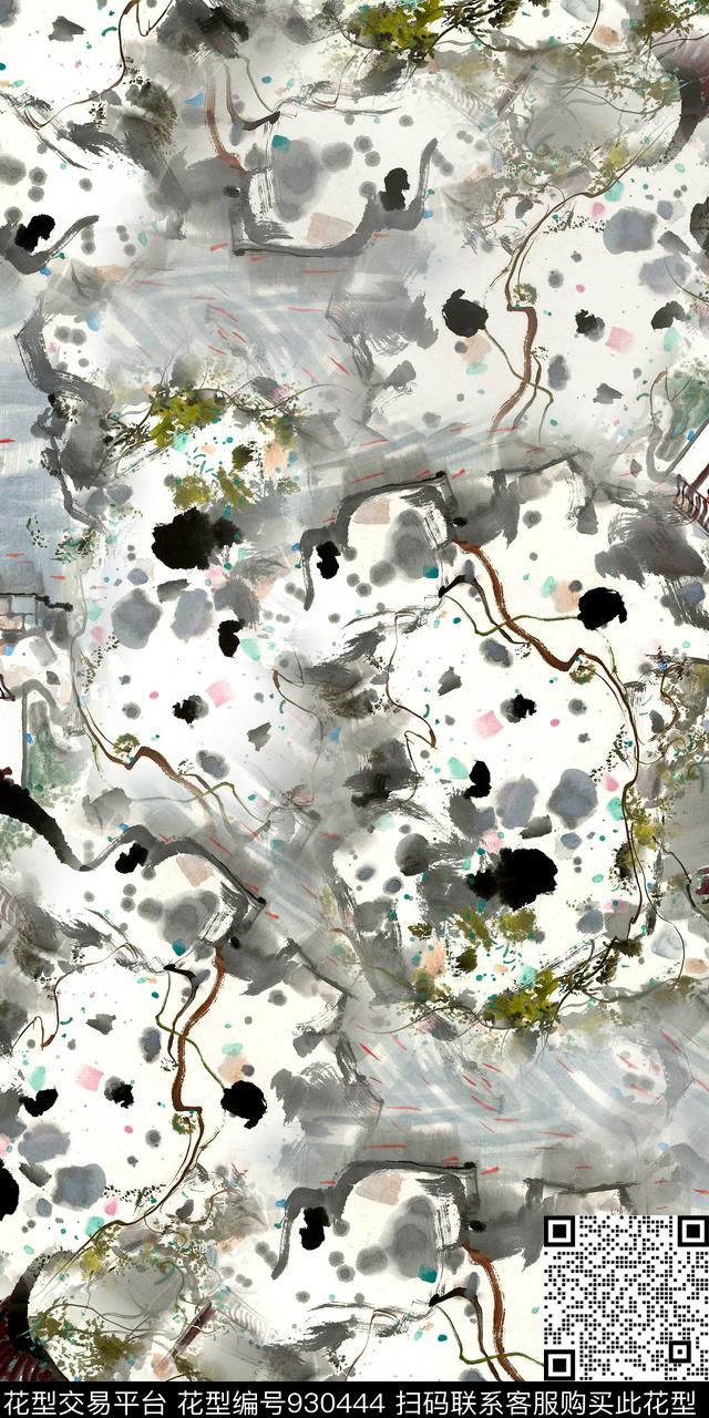 抽象中国风3D立体数码印花华亿平台下载（图片编号: 930444） - 瓦栏（Walan）