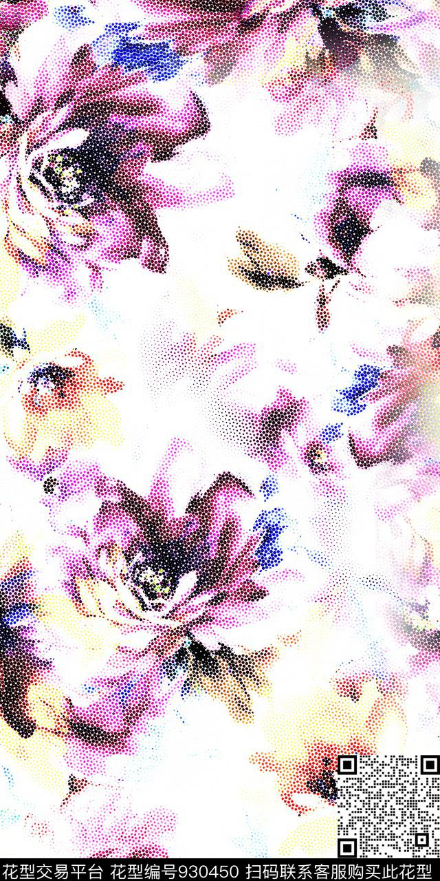 数码华亿平台花卉波点数码印花华亿平台下载（图片编号: 930450） - 瓦栏（Walan）