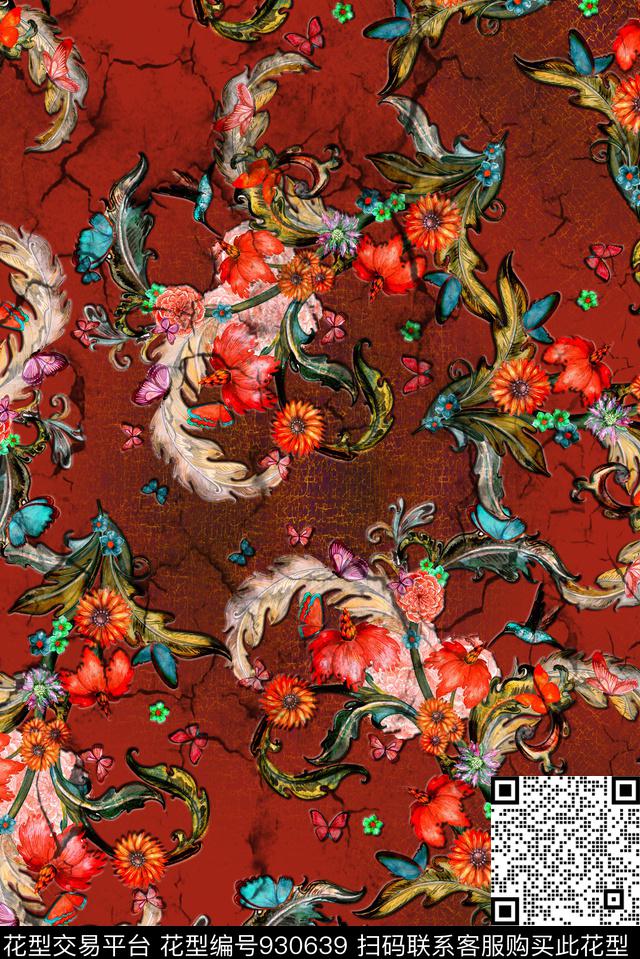 花卉花鸟立体感数码印花华亿平台下载（图片编号: 930639） - 瓦栏（Walan）