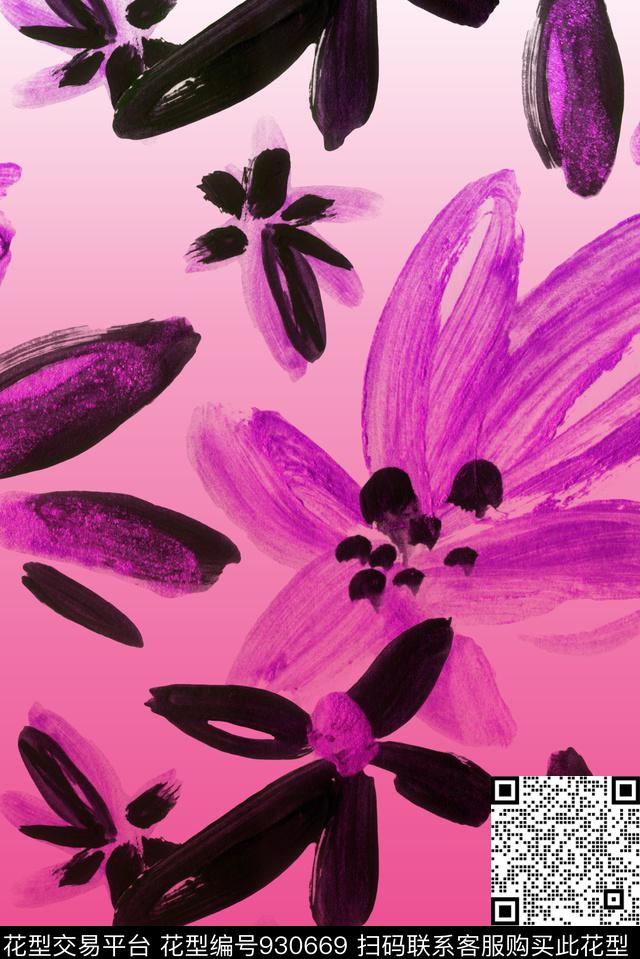 数码华亿平台渐变花卉数码印花华亿平台下载（图片编号: 930669） - 瓦栏（Walan）